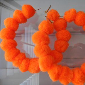 Plush Neon Orange Large Hoop Earrings